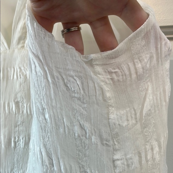 HD in Paris Anthropologie White Silk Shadow Pane V Neck Blouse Tank Top - Size 4 - Picture 6 of 12